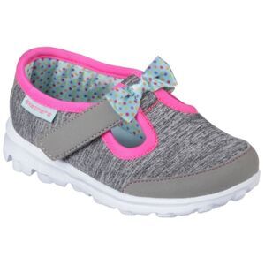 SKECHERS Girl's Gray-Pink GoWalk Bitty Bow Shoes